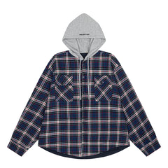 Street Ace Hooded Plaid Flannel Shirt Jacket 2‑Color Options