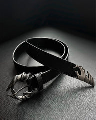 Vintage Wave Design PU Belt with Alloy Buckle