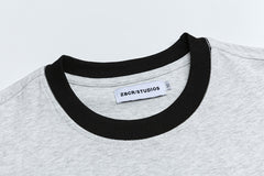Dog Silhouette Print Red Ribbon Ringer Tee