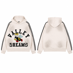 Valley Dreams Cartoon Bee Striped Vintage Hoodie