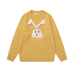 3D Braided Tassel Doll Applique Crewneck Sweater