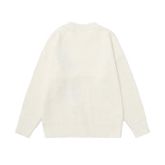 3D Bear Star Applique Fuzzy Crewneck Sweater