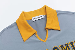 Number 08 Patch Embroidered Contrast Collar Polo Tee