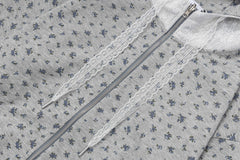 Reversible Floral Lace Zip‑Up Hooded Jacket