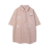 Plaid Shirt With Bunny Embroidery & Matching Tie