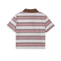 Striped Polo With Detachable Scarf, Cropped & Oversized