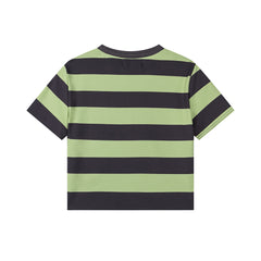 Stripe Towel Embroidery Drawstring Tee, Cropped & Oversized Fit