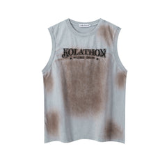 Blotchy Faded Gothic Letter Sleeveless Tank