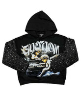 Mixed Emotions Fallen Angels Rhinestone Hoodie Black