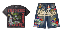 Valley Dreams 1997 Cartoon Graphic Tee & Rhinestone‑Patch Denim Shorts Set