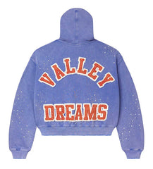 Valley Dreams Washed Purple Speckled Crest Zip Hoodie