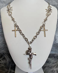 Rose Cross Pendant Necklace