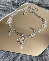 Rose Cross Pendant Necklace