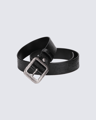Retro Floral Embossed Leather Belt with Vintage Buckle – Chestnut Brown