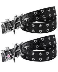 Retro Star Stud PU Leather Belt