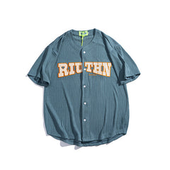 Textured Fabric RIUTHN Letter Patch Baseball Jersey