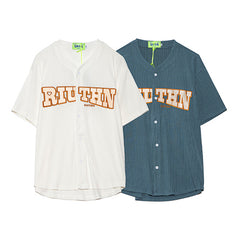 Textured Fabric RIUTHN Letter Patch Baseball Jersey