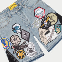 Patchwork Denim Shorts V2 (Blue)