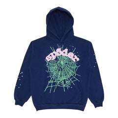 Sp5der OG Web Hoodie Navy Blue Green Pink