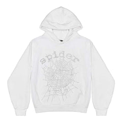Sp5der Rhinestone Logo Hoodie 'White'