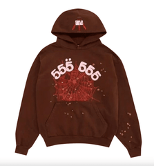 Sp5der Worldwide 555 Angel Hoodie Brown