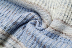 Pastel Stripe Fringe Collared Knit Sweater