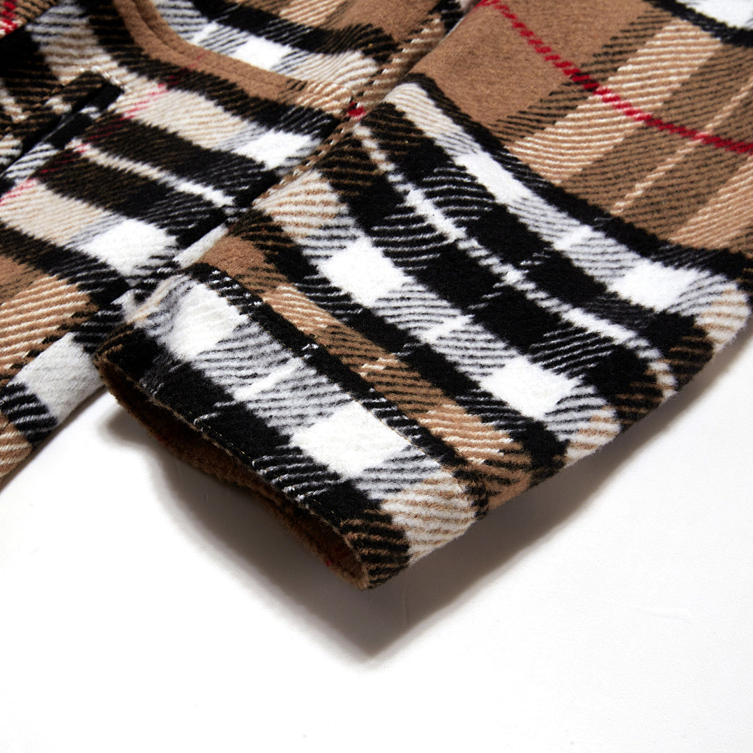 Street Ace Plaid Patchwork Half‑Zip Collared Jacket