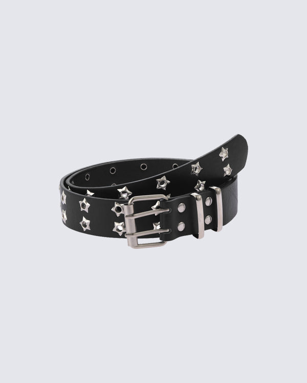 Star Cutout Double-Prong Buckle Belt