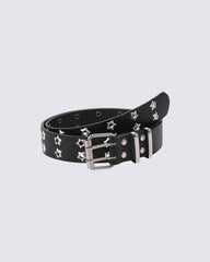 Star Cutout Double-Prong Buckle Belt