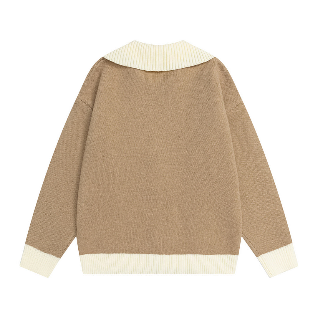 Butterfly Distressed Zip‑Up Knit Jacket