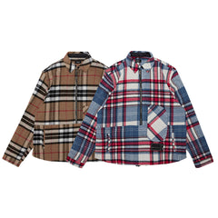 Street Ace Plaid Patchwork Half‑Zip Collared Jacket