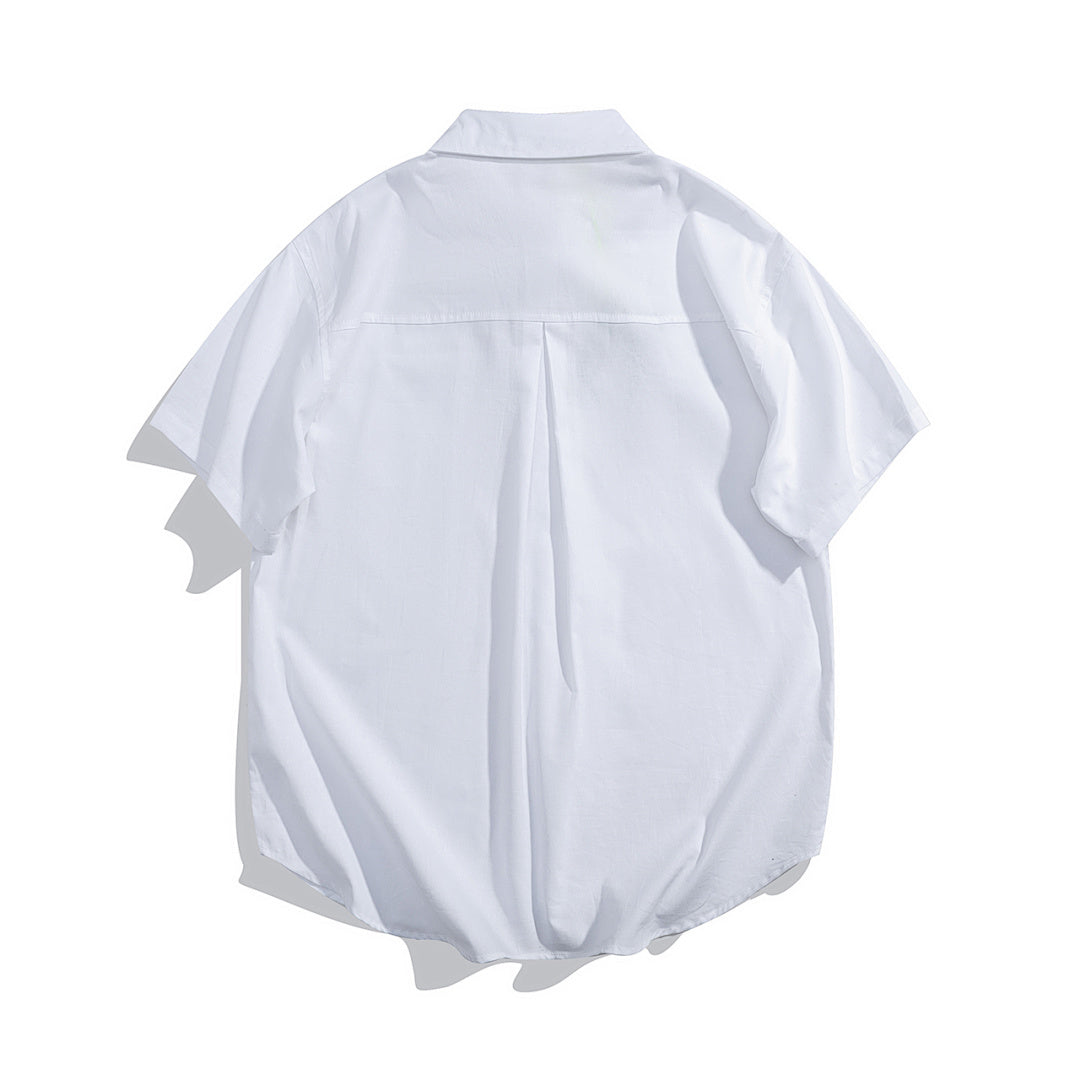 Geometric Font Print Split Chest Short Sleeve Shirt