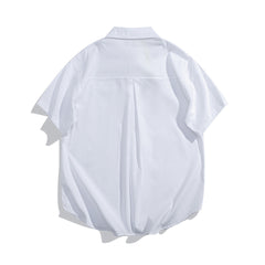 Geometric Font Print Split Chest Short Sleeve Shirt