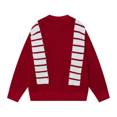 3D Reindeer Applique Fuzzy Crewneck Sweater