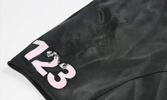 RRR123 Rivington 123 Pink Print Washed Raw‑Edge Sweat Shorts
