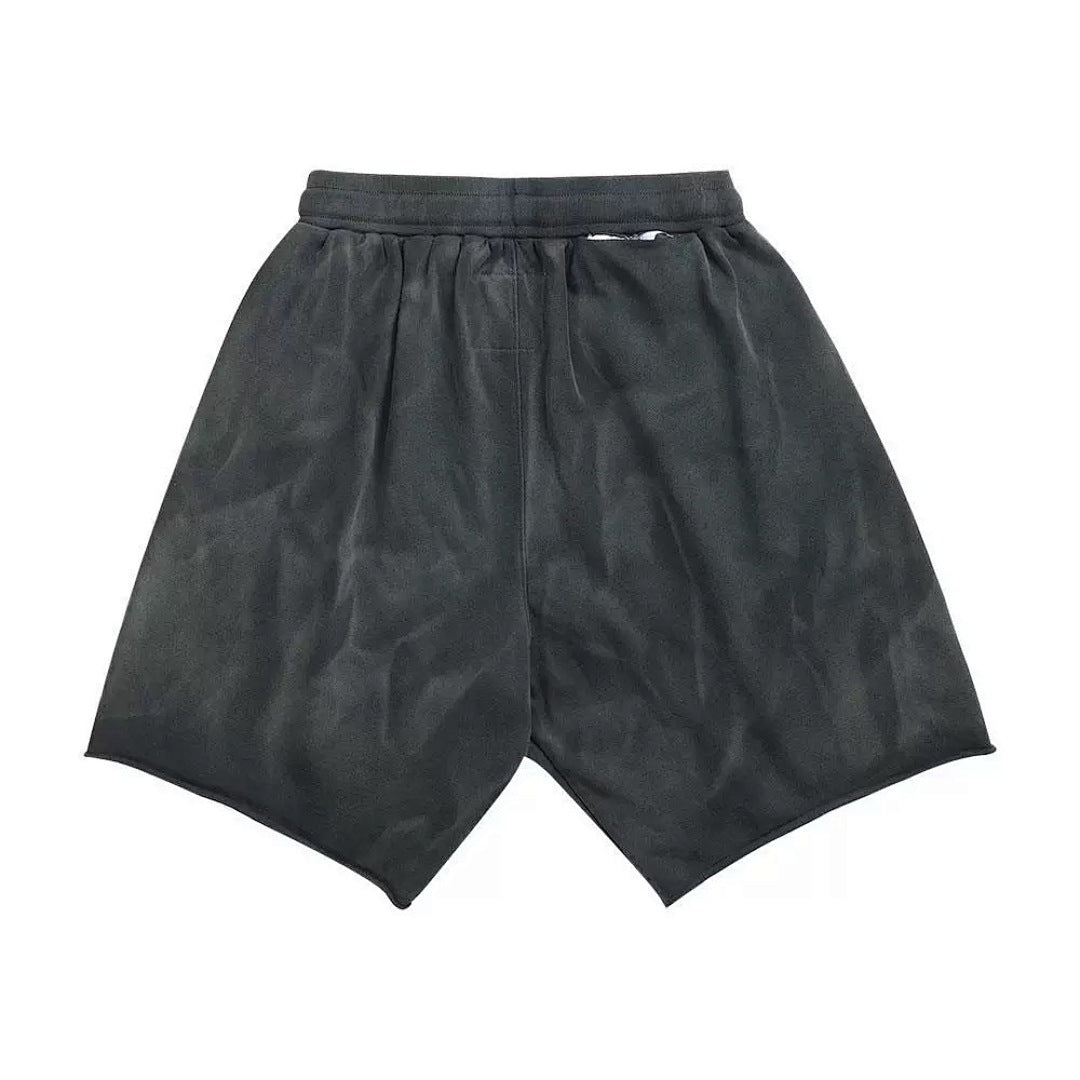 RRR123 Rivington 123 Pink Print Washed Raw‑Edge Sweat Shorts