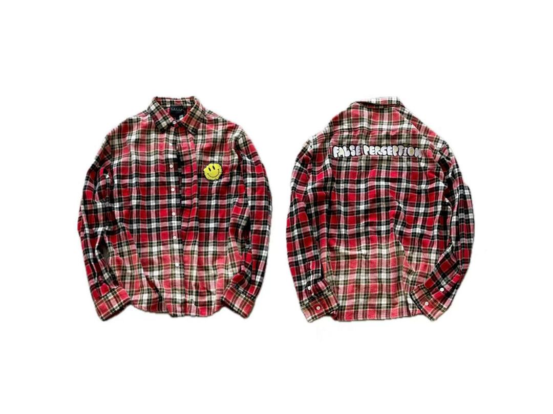 Street Ace False Perception Smiley Face Red Plaid Shirt