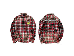 Street Ace False Perception Smiley Face Red Plaid Shirt