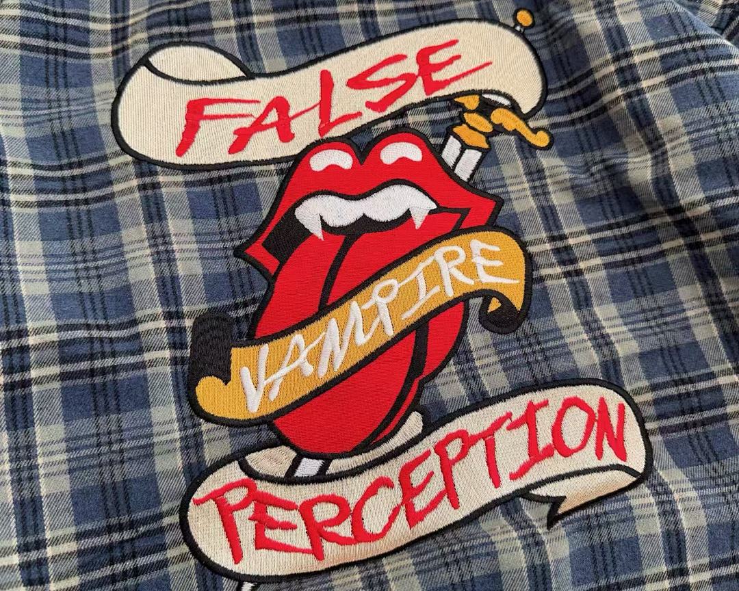 Street Ace False Perception Ribbon‑Tongue Blue‑Green Plaid Shirt