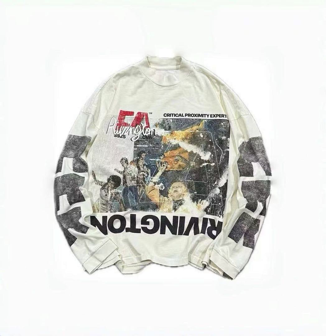 RRR123 Rivington FA SS25 Collage Print Oversized Long‑Sleeve Tee