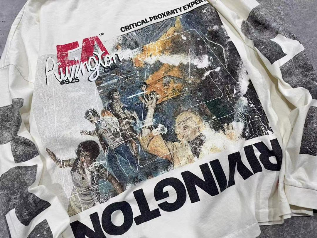 RRR123 Rivington FA SS25 Collage Print Oversized Long‑Sleeve Tee