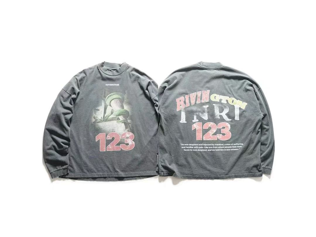 RRR123 Rivington INRI 123 Religious Graphic Mock‑Neck L/S Tee