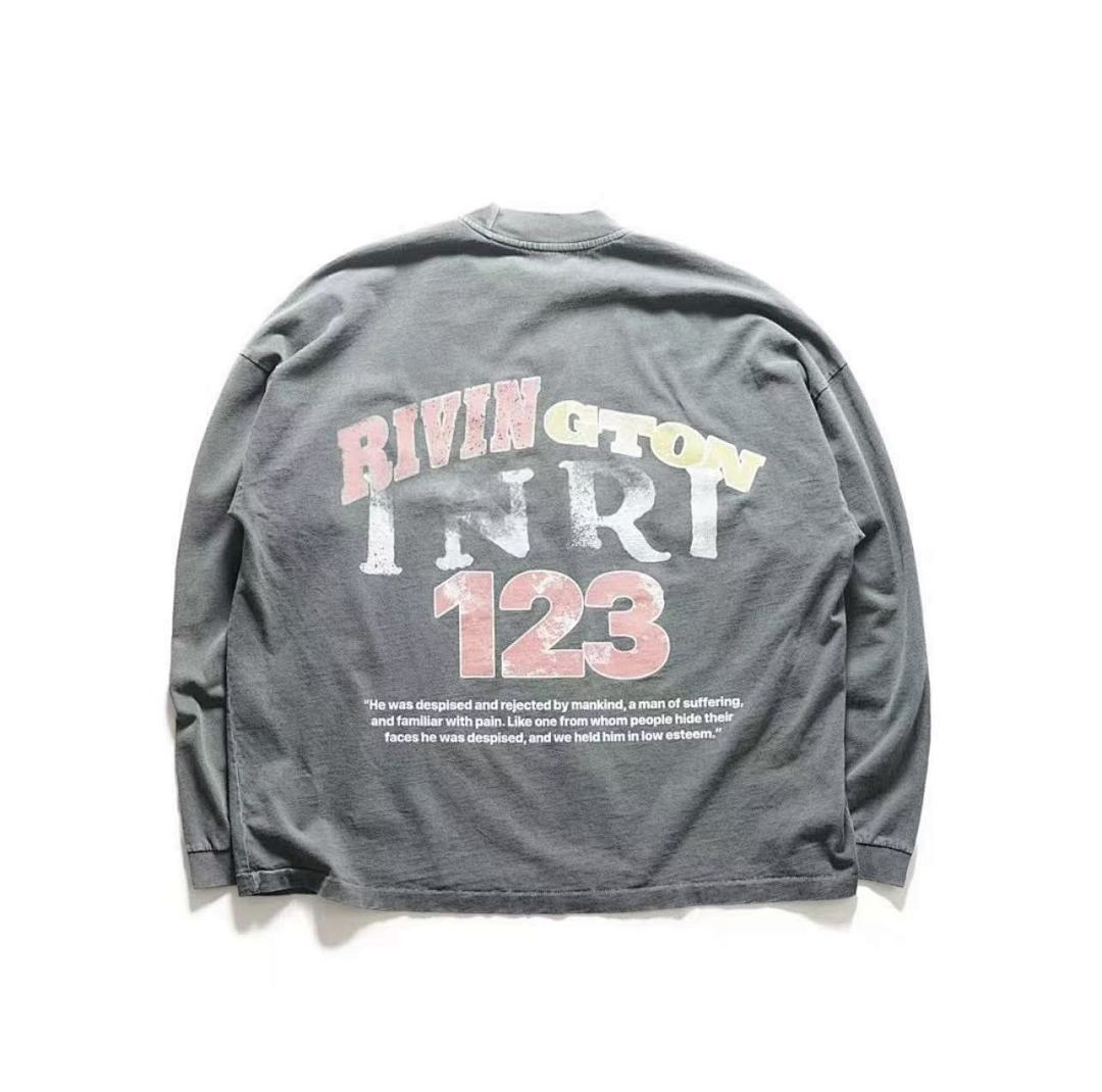 RRR123 Rivington INRI 123 Religious Graphic Mock‑Neck L/S Tee