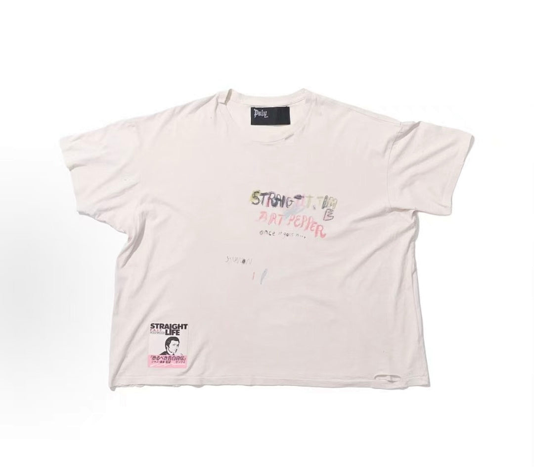 Play Hollywood Strange Time Art Pepper Hand‑Doodle Cropped Tee