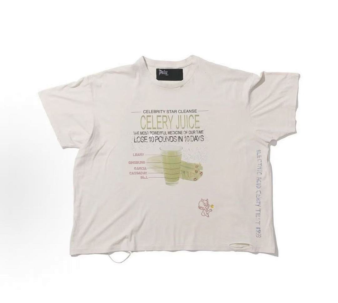 Play Hollywood Celery Juice Vintage Ad Print Cropped Tee