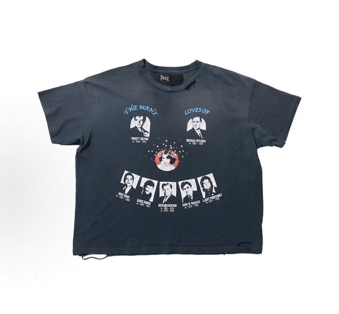 Play Hollywood The Many Loves Of Liz Portrait‑Print Distressed Cropped Tee