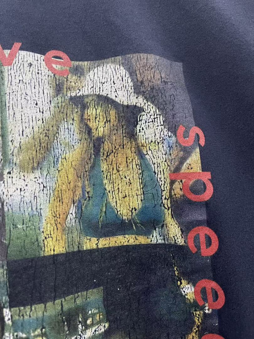 Play Hollywood Love Speed Death Sex Collage Print Distressed Cropped Tee