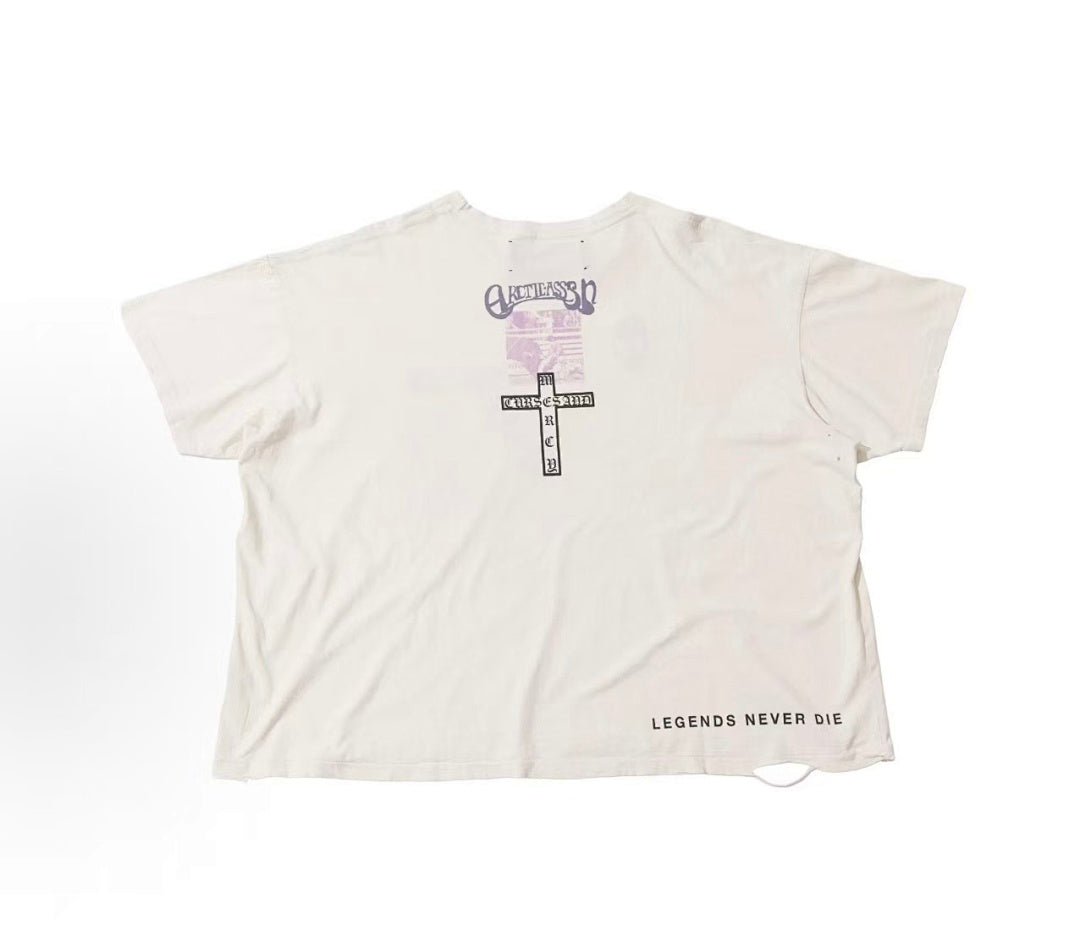 Play Hollywood American Legends Cross Print Vintage Cropped Tee