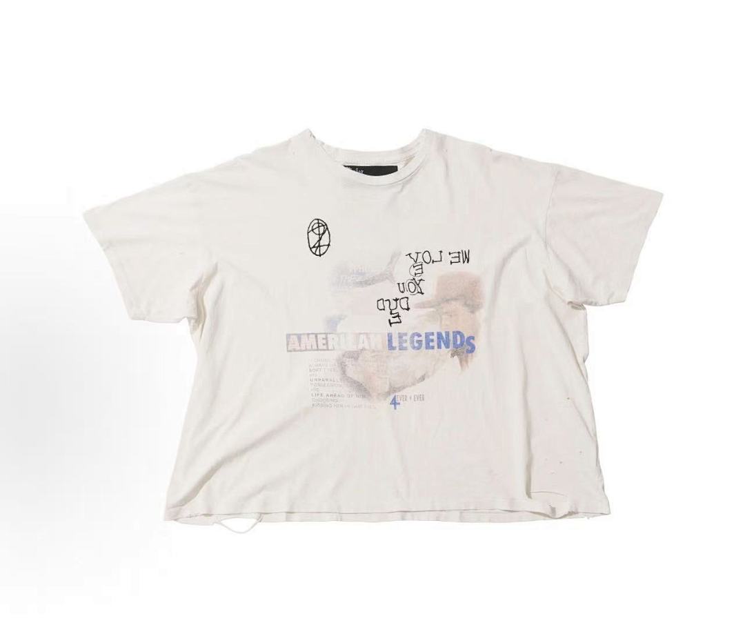 Play Hollywood American Legends Cross Print Vintage Cropped Tee