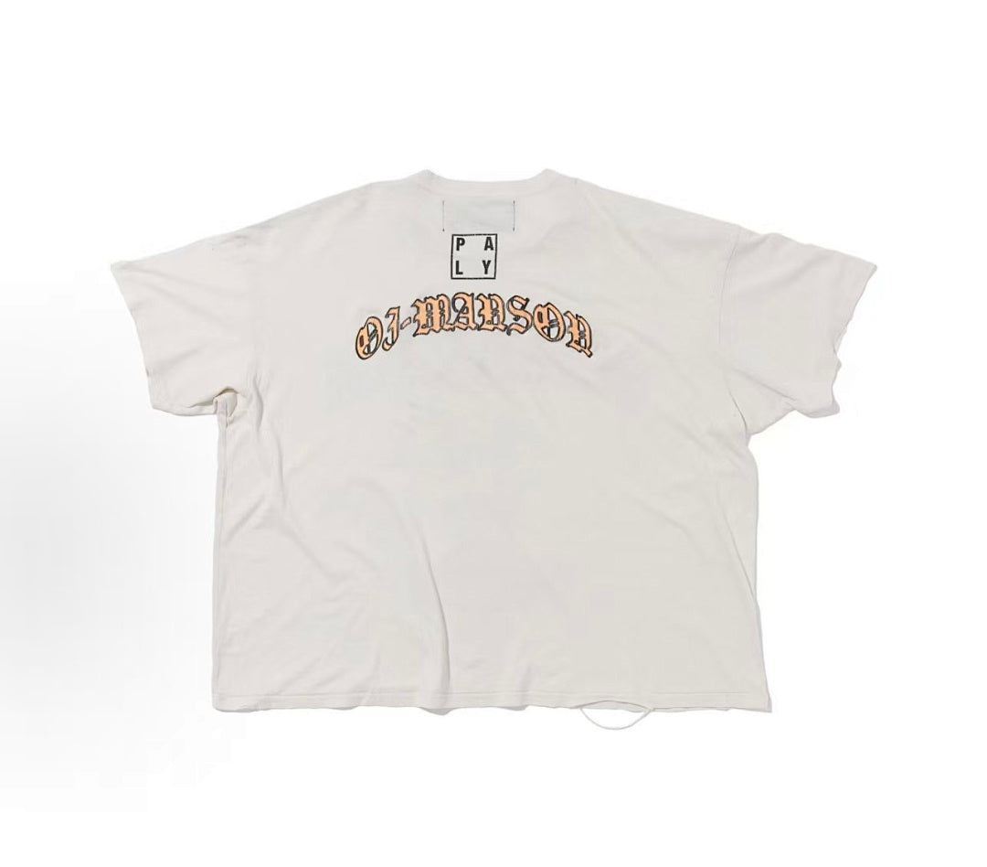 Play Hollywood OJ‑MANSON 32 ALL‑PRO Portrait Print Distressed Cropped Tee